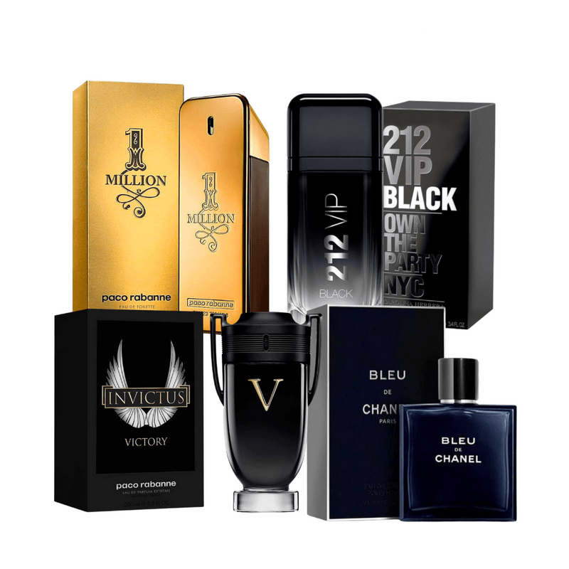 KIT 4 Perfumes Masculinos Importados (100ml) - One Million, 212 VIP Black, Invictus e Bleu [QUEIMA DE ESTOQUE] - Loja Online