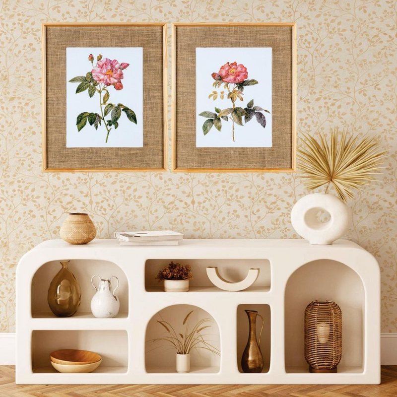 Quadro Decorativo Botanicals Rosa 4 Botões 63x73cm com vidro